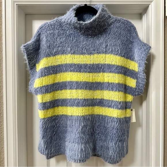 Anthropologie Pilcro Mock-Neck Short Sleeve Sweater Stripes Size Medium NWT - Picture 5 of 14